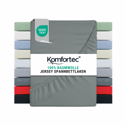 Komfortec Jersey Spannbettlaken 200x200 cm, 100% Baumwolle, Grau Angebot bei HelloDeals