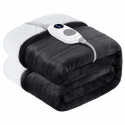 Warmrest Heizdecke mit Abschaltautomatik 𝟏𝟑𝟎×𝟏𝟖𝟎 𝐜𝐦 Flanell Sherpa Elektrische Wärmedecke Heizdecke, 6 Temperaturstufen und Überhitzungsschutz, Waschbar Heizdecke Kuscheldecke fürs Bett, Grau Angebot bei HelloDeals