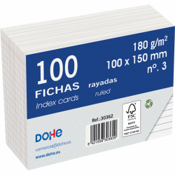 Dohe Karteikarten aus Karton, liniert, 100 Stück, Notizkarten, Größe A6 (15 x 10 cm), 180 g, Nr. 3, Büromaterial, Weiß Angebot bei HelloDeals