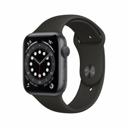 Apple Watch Series 6 (GPS, 44MM) Aluminiumgehäuse Space Grau mit Schwarz Sportarmband (Generalüberholt) Angebot bei HelloDeals