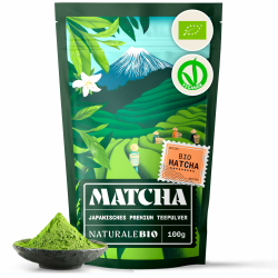 NaturaleBio Matcha Tee Pulver Bio - Premium-Qualität - 100g. Original Green Tea aus Japan. Japanischer ideal zum Trinken. Grüntee für Latte, Smoothies Getränk. Hergestellt in Uji, Kyoto. Angebot bei HelloDeals