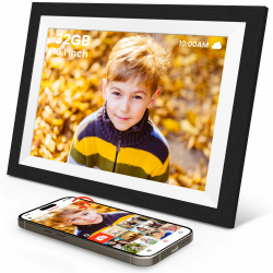 Digitaler Bilderrahmen WLAN Holz 10,1 Zoll mit 32GB SONVGOO Bilderrahmen Digital IPS Touchscreen 1280x800 Automatische Drehung Frameo Elektronischer Bilderrahmen Teilen von Fotos oder Video Angebot bei HelloDeals