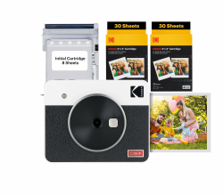 Kodak Mini Shot 3 Retro 4PASS 2-in-1-Sofortbildkamera und Fotodrucker, Tragbar (7,6 x 7,6 cm) + Paket mit 68 Blatt, Weiß Angebot bei HelloDeals