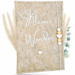 MAHEWA® Premium Mutterpass-Hülle aus Filz-Stoff für deutschen Mutterpass | Handgefertigte Mutterpass-Schutzhülle Mutterschaftspass-Hülle (Creme-Beige Kleines Wunder) Angebot bei HelloDeals