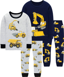 EULLA Kinder Jungen Schlafanzug Langarm Baumwolle Winter Pyjama Set Dinosaurier Bagger Traktor Weltraum Planeten Auto Zug Zweiteiliger Nachtwäsche 1-7 Jahre 92 98 104 110 116 122 104 K-double Pack Traktor Bagger Set Angebot bei HelloDeals