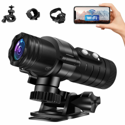 Tiantianle Action Cam,Helmkamera Fahrrad WiFi,Action Cam Motorrad,Wasserdicht Fahrrad Kamera,1080P HD & 120° Weitwinkel Actionkameras,Helm Aktion Kamera für Outdoor Fahrrad Motorrad Reiten Skifahren Angebot bei HelloDeals