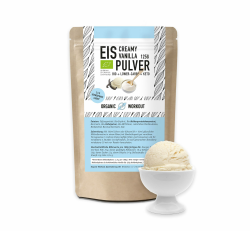 Lower-Carb* Vanille Eis Mix - Cremiges Eis mit Erythrit gesüsst, bio, ohne Zucker-Zusatz nur 2,5 g verwertbare Kohlenhydrate - keto ohne Maltit - glutenfrei, bio - 125 g, Organic Workout Angebot bei HelloDeals