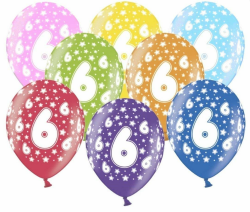 10 kunterbunte Luftballons 6. Geburtstag Made in EU Metallic 30cm Luftballon Deko 6 Geburtstag Mädchen Junge Ballon 6 Luftballons Zahl 6 Angebot bei HelloDeals