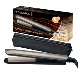 Remington Glätteisen Profi [Hitzeschutzsensor um Haarschäden zu verringern] Keratin Protect (hochwertige Keratin-Keramikbeschichtung mit Mandelöl) Digitales Display, 160-230°C, Haarglätter S8593 Angebot bei HelloDeals