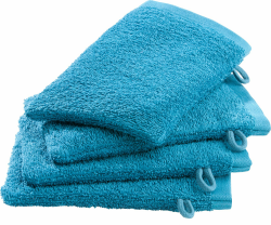 Erwin Müller Waschhandschuh-Set 4er-Pack - Ludwigsburg - 100% Baumwolle - Petrol Größe 15x21 cm - kuschelweich, saugstark, voluminös - praktisch durch Schlaufe (weitere Farben) Angebot bei HelloDeals
