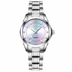 aswan watch Damen Analog Quarz Armbanduhr mit Edelstahlarmband, 3 Zeiger, 27mm Gehäusegröße 06 Mehrfarbig Angebot bei HelloDeals