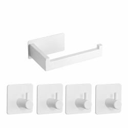 Toilettenpapierhalter Ohne Bohren Selbstklebender Klopapierhalter Edelstahl Wc Halter Rollenhalter Mit 4 Klebehaken Handtuchhaken Toilettenpapierrollenhalter Papierhalterrahmen Für Badezimmer Weiß Angebot bei HelloDeals