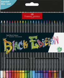Faber-Castell 116424 Black Edition Buntstifte, 24er Box, Lebendige Buntstifte, Bruchsichere Buntstifte mit ergonomischem Griff, Malstifte für helles und dunkles Papier Angebot bei HelloDeals