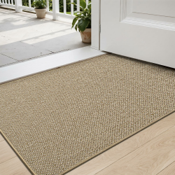 DEXI Fußmatte Innen 44 x 75cm, rutschfest Schmutzfangmatte, waschbar Fussmatte, Dünne Eingangstürmatte, Strapazierfähige Türmatte für Innenbereich, Beige Angebot bei HelloDeals