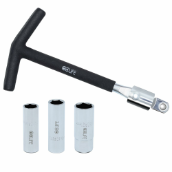 CCLIFE Zündkerzenschlüssel Universal 16mm, 18mm, 21mm 4-teilig für Auto und Motorrad, T-Griff 1/2” Zündkerzensteckschlüssel, Zündkerzenentferner-Werkzeug, Schwarz Angebot bei HelloDeals