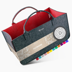 LoFelt® Filztasche, Holzkorb, Brennholzkorb, Kaminholz, aus 100% recyceltem Plastik/Filztasche groß geeignet als Filz Einkaufstasche, Kaminholztasche, Filzkorb, Rot Angebot bei HelloDeals