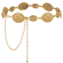 WHIPPY Damen Concho Kettengürtel taillenkette Türkis Taille Gürtel verstellbarer Metall Western Cowgirl Gürtel für Kleid C-goldkette Länge 110cm (Passt Taille unter 95cm) Angebot bei HelloDeals