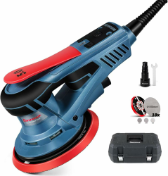 FANZWORK Bürstenloser Exzenterschleifer EZ150A mit Tragkoffer, 5mm Schleifhub,150mm Schleifteller, 350W Motor, 7-Stufige Drehzahlregelung, inkl. Tellerbremse, 9x Schleifgitter, 1x Ersatz-Schleifteller Angebot bei HelloDeals