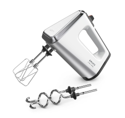 Krups 3 Mix 9000 Handmixer, 750 Watt, Mixer Handrührer, Geschwindigkeitsregler, Turbomodus, Pulsfunktion, ergonomischer Griff, langes Kabel, inkl. Schneebesen und Knethaken, weiß/silber, GN9101 Angebot bei HelloDeals