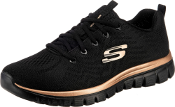 Skechers Damen Graceful Get Connected Sneakers 41 EU Black Mesh Rose Gold Trim Angebot bei HelloDeals