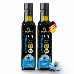 Kräuterland Bio Schwarzkümmelöl 2X250ml (500ml), ungefiltert, ohne Zusatzstoffe, hoher Thymochinon, Omega Fettsäuren, kaltgepresst, vegan, mild, mühlenfrisch aus unsrer hessischen Ölmühle Angebot bei HelloDeals
