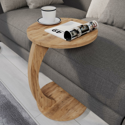 sugodesign Couchtisch mit Rollen, Kleiner Beistelltisch C Form, stylischer Sofatisch in schöner Nussbaum Holz Optik, runder Tisch als Ablagefläche für Couch und Sofa, Beistelltisch Couch Angebot bei HelloDeals