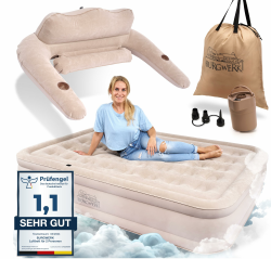 Burgwerk Luftbett für 2 Personen [Praktisches 3 in 1 System] | Selbstaufblasendes Gästebett in 150x200 | Luftmatratze selbstaufblasend, Aufblasbare Matratze Angebot bei HelloDeals