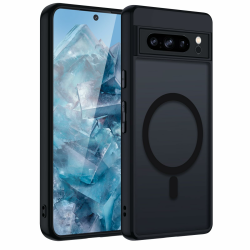 Magnetisch Hülle für Google Pixel 8 Pro Kompatibel mit MagSafe, Handyhülle Matt Transluzente Schlanke Hart Case Kratzfeste PC Rückseite + TPU Bumper Stoßfest Schutzhülle, Schwarz Angebot bei HelloDeals