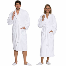 ZOLLNER Bademantel lang - hautfreundlich und super saugstark - Unisex - Baumwolle - Größe XS-6XL - waschbar bis 95°C - Hotelqualität - Oeko Tex® zertifiziert, 020 L Weiß Angebot bei HelloDeals