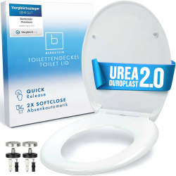 Benkstein® Premium Toilettendeckel antibakteriell oval weiß - Duroplast Klodeckel mit Quick-Release-Funktion und Softclose Absenkautomatik - Toilettensitz aus rostfreiem Edelstahl abnehmbar WC Sitz Angebot bei HelloDeals