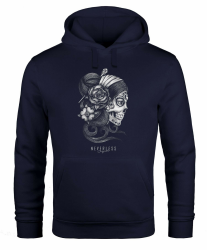 Neverless® Hoodie Herren Santa Muerte La Catrina Mexican Skull Dia de los Muertos Tattoo Design Kapuzen-Pullover Männer XL La Catrina Skull Navy Angebot bei HelloDeals