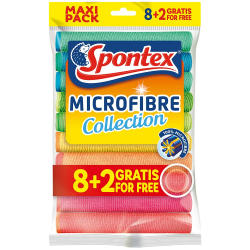 Spontex Microfibre Allzwecktücher 8+2 Gratis, 1 Packung - bunte Mikrofasertücher Angebot bei HelloDeals