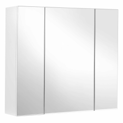 VASAGLE Wandschrank für Badezimmer, Schrank mit Spiegel, 3 Türen, 60 x 15 x 55 cm, mit verstellbarem Regal, modern, weiß, BBK22WT Angebot bei HelloDeals