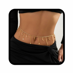 Handcess Boho Stern Taillenkette Gold Mond Bauchketten Strand Bikini Körperkette für Frauen und Mädchen Angebot bei HelloDeals
