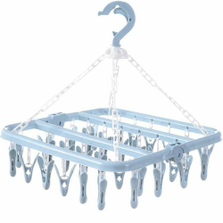 Retoo Faltbarer Wäscheständer with 32 Clips Drehhaken Winddicht Kleiderbügel Sockenhalter Wäscheständer Unterwäsche Unterwäsche-Kleiderbügel Platzsparend Hängetrockner Grau Hell Angebot bei HelloDeals