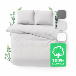 JACOBSON Bettwäsche 200x200 Set - 100% Baumwolle Bettbezug 200x200 cm + 2 Kissenbezüge 80x80 cm, Perkal Bettwäsche 3-teilig mit Reißverschluss (200x200cm, Hellgrau, 3-teilig) Angebot bei HelloDeals