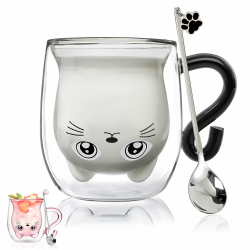 Geschenke für Frauen Geburtstag Katze Doppelwandige Kaffeegläser,Katzentasse,Geschenk für Mama,Papa,Lehrer,Freundin,Geschenkidee,Geschenk zum Muttertag,Vatertag,Valentinstag,Halloween Angebot bei HelloDeals
