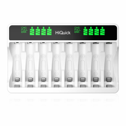 HiQuick Akku Ladegerät, AA/AAA Ladegerät mit LCD Anzeige, für AA/AAA NI-Mh/NI-CD Akkus, 8-Ladeplatz Universal Schnell Akkuladegerät für Mignon AA und Micro AAA Angebot bei HelloDeals