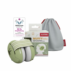 Alpine Muffy Baby - Gehörschutz für Babys bis 36 Monate - 23dB - Lärmschutz Kopfhörer verhindert Gehörschäden und verbessert den Schlaf unterwegs - Verstellbares Kopfband - Grün Angebot bei HelloDeals