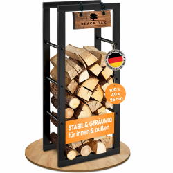 BLACK OAK Kaminholzregal JACK 100x40x25cm schwarz - für innen & außen bis 250kg Holz - Metall Stahl Rahmen pulverbeschichtet rostfrei Brennholzregal Holzregal Kaminholz Aufbewahrung für Brennholz Angebot bei HelloDeals
