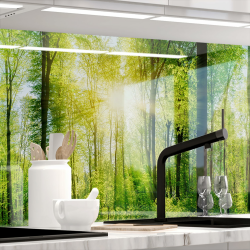 Küchenrückwand selbstklebend Glasoptik - WALD - 1.8mm, versteift, alle Untergründe, Hart PET Material, PREMIUM 60 x 400cm H 60 cm x B 400 cm Wald (Hochglänzend) Angebot bei HelloDeals