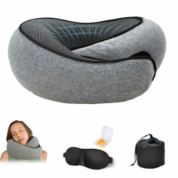 Nappy Reisekissen Dreamjoy, Nackenkissen Flugzeug Nappy, Reisekissen Flugzeug, Flugzeug Kissen, Nackenkissen Reise, Ideal für Reisen mit Flugzeug, Auto, Zug (Grau) Angebot bei HelloDeals