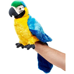 Uni-Toys - Handpuppe Papagei mit drehbarem Kopf - 26 cm (Höhe) - Plüsch-Puppe, Vogel - Plüschtier, Kuscheltier Angebot bei HelloDeals