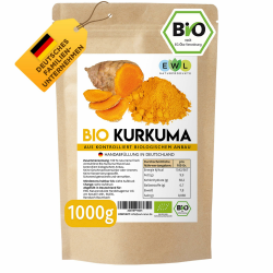 Bio Kurkuma Pulver I Kurkuma Pulver Bio I Kurkumapulver aus kontrolliert biologischem Anbau I Abgefüllt und kontrolliert bei uns in Deutschland 1kg Curcuma Pulver Angebot bei HelloDeals