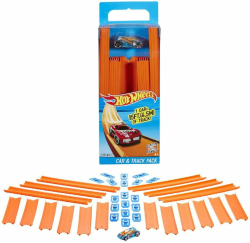 Hot Wheels Bahn Track Builder, Trackteile & Verbindungsstücke (36 Teile) für Autorennbahnen der Hot Wheels Autos, inkl. 1 Spielzeugauto, Auto Spielzeug, Spielzeug ab 4 Jahre, BHT77 Angebot bei HelloDeals
