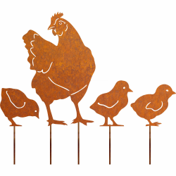 JYUECIAN Hühner Gartenstecker 4er Ostern Rost Deko Gartendeko für Draußen, Edelrost Metall Huhn Küken Roststecker Bauernhof Frühling Deko Angebot bei HelloDeals