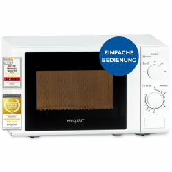 Exquisit Mikrowelle 20L, 700 Watt, Einfache Bedienung, 25,5cm Drehteller, 5 Leistungsstufen, Timer, Auftaufunktion, 2 Drehregler, MW 802 weiss Angebot bei HelloDeals