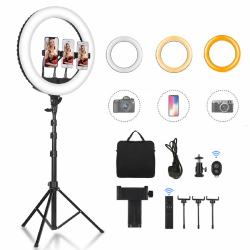 CXYP 18 Zoll LED Ringlicht mit Stativ, Dimmbares Selfie Ringleuchte mit Fernbedienung für YouTube TikTok Videoaufnahmen, Selfie, Live-Stream, Makeup/Fotografie Kompatibel mit Smartphone Angebot bei HelloDeals
