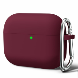 Oakxco für Airpods Pro 2 Hülle Karabiner, Wasserdicht und Stoßfest Silikon Protective Case, Airpods Pro Case Dünn Weiches, Elegant Kawaii Einfarbig Design für Damen Frauen Girl, Weinrot Weinrot Airpods Pro 2nd/ 1st Angebot bei HelloDeals