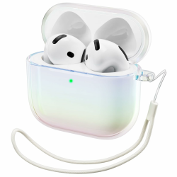 ORNARTO für AirPods 4 Hülle 2024 mit glitzerndem Farbvberlauf, halb-transparente AirPods 4 Case mit Lanyard, Schutzhülle AirPods Hülle Generation 4 - Farbverlauf Angebot bei HelloDeals